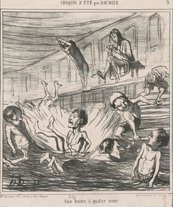 A négy filléres fürdőknél alkotó: Honoré Daumier