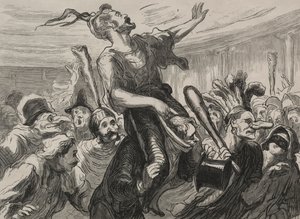 Operabál: éljenek a flambartok. alkotó: Honoré Daumier