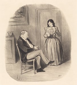 Burzsoát olvasnak, vacsora után néhány fejezet... alkotó: Honoré Daumier