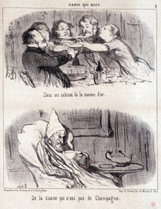 Karikatúra a gasztronómiai visszaélésekről. Serie "Paris qui drinks": "a house d