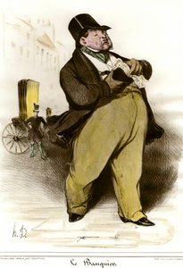 Honore Daumier (1808-1879) rajzfilmje bankárrajzról a „The Charivari”-ból” 1835. Magángyűjtemény alkotó: Honoré Daumier