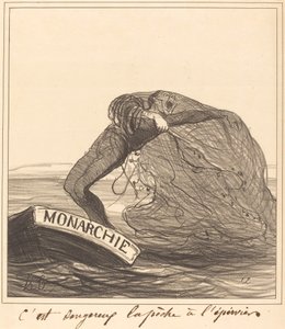 Veszélyes, hálós horgászat alkotó: Honoré Daumier