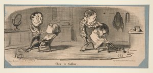 Szabónál, Fodrásznál, Charivariban, 1853. február 3., 16. és 19. alkotó: Honoré Daumier