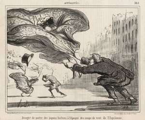A napéjegyenlőségi vihar idején a ballon alsószoknyák viselésének veszélye, április 3-án alkotó: Honoré Daumier