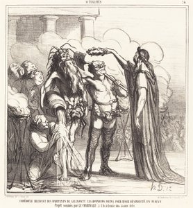 Empedoklész isteni kitüntetésben részesül... alkotó: Honoré Daumier