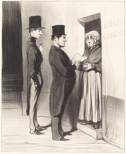 És az ajtóhoz szólva így kijelentették... alkotó: Honoré Daumier