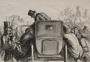 Univerzális kiállítás: Letranger minden lehetőséget megtalál, hogy visszatérjen szállodájába. alkotó: Honoré Daumier