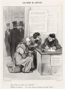 Kell-e oda levelet írni, hogy megpuhuljon? alkotó: Honoré Daumier