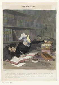 Ábrák olvasóasztal mögött egy nyilvános könyvtárban Les Bas Bleus (sorozat címe az objektumon) alkotó: Honoré Daumier