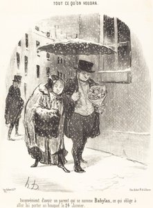 Hátránya, hogy Babylas nevű szülője van... alkotó: Honoré Daumier
