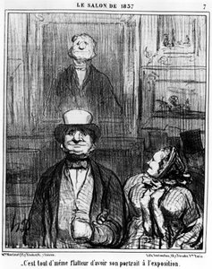 Hízelgő, hogy a kiállításon az ő portréja is látható, amely Honore Daumier (1808-1879) karikatúrasorozatából, a „Festmények és szalonok” c. "Macskazene" alkotó: Honoré Daumier