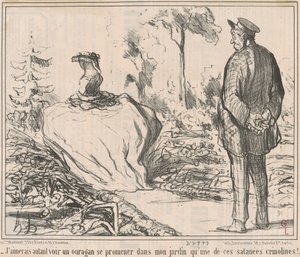 Szívesebben látnék egy hurrikánt a kertemben vándorolni, mint egy olyan átkozott krinolint! alkotó: Honoré Daumier