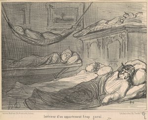 Egy túltömött lakás belseje... alkotó: Honoré Daumier