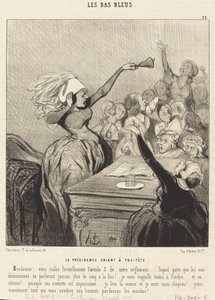 Az elnök a legnagyobb hangon kiabál: Hölgyeim!... alkotó: Honoré Daumier