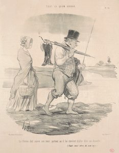 A feleségnek követnie kell a férjét... alkotó: Honoré Daumier