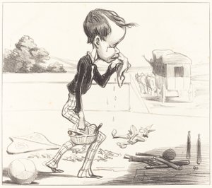 A fiatal Estancelin köteles visszatérni az órára! alkotó: Honoré Daumier