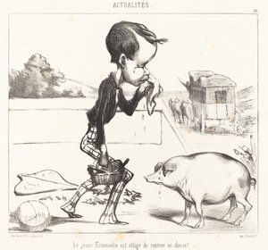 A fiatal Estancelin köteles visszatérni az órára! alkotó: Honoré Daumier