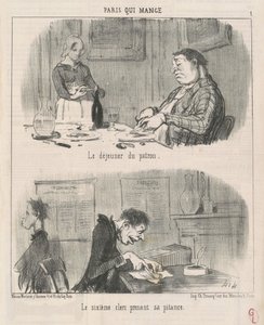 A főnök, a hatodik jegyző ebédje... alkotó: Honoré Daumier