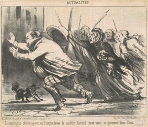 A kutyák ellensége a figyelmetlenséggel... alkotó: Honoré Daumier