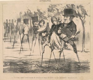 A párizsiak megtalálták a módját, hogy megkerüljék... alkotó: Honoré Daumier