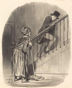 Itthon van a feleségem? alkotó: Honoré Daumier