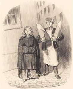 Madame Chapotard lekvár készítésére készül alkotó: Honoré Daumier