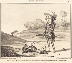 Azt mondják, hogy a kutya az ember barátja... alkotó: Honoré Daumier