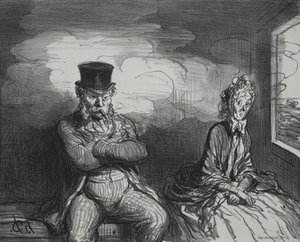 A vonaton: Egy kellemes társ, 1862. alkotó: Honoré Daumier