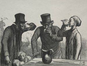 Az ivó élettana: A négy korszak. alkotó: Honoré Daumier