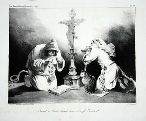 Amikor az ördög megöregedett, remete, kocsma lett. 1835 alkotó: Honoré Daumier