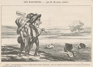 Quien! ... A párizsiak törzse, akik fürödni jöttek... alkotó: Honoré Daumier