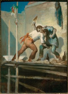 Verekedő kőművesek alkotó: Honoré Daumier