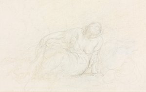 Fekvő nő a karjára támaszkodva (verso) alkotó: Honoré Daumier