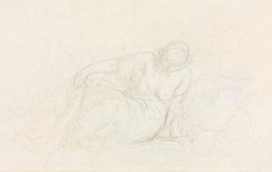 Fekvő nő karjára támaszkodva, 185560. alkotó: Honoré Daumier