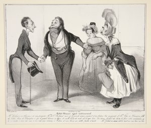 Robert-Macaire házassági ügynök. (Macaire házassági ügynök.), pl. 16 a Caricaturana sorozatból, a Les Robert Macaires albumról alkotó: Honoré Daumier