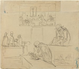 A Törvényszék jelenete (Az ítélet) alkotó: Honoré Daumier
