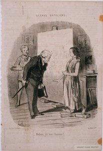 Jelenetek a műhelyből- Hölgyem, megvan a megtiszteltetés! alkotó: Honoré Daumier
