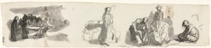 Tanulmányi lap négy alakból álló csoporttal jobbra (recto) alkotó: Honoré Daumier