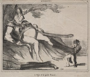 A kozákok nevetésre (61. tábla): Az ogre és a kis Tom Thumb alkotó: Honoré Daumier