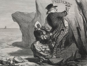 A jó polgári tábla 3: Látogatásunk romolhatatlan emlékművét akarom hagyni..., 1854. alkotó: Honoré Daumier