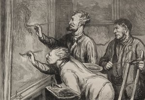 A festők: Az utolsó ecsetvonás, 1868-as kiállítás. alkotó: Honoré Daumier