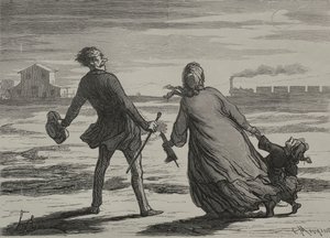 A vasút: Túl késő. alkotó: Honoré Daumier