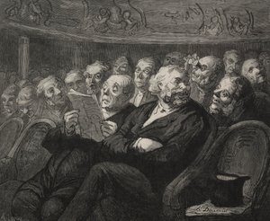 A színház: A zenekari gödör. alkotó: Honoré Daumier
