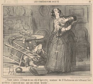 Teljesen a szerepét tanulmányozva... alkotó: Honoré Daumier