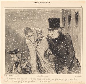 Zavarsz, feleségem!... itt egy óra... alkotó: Honoré Daumier