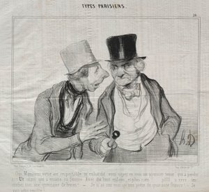 Típusok Parisiens, 26-os tábla: Igen, uram, az ön tekintélyes levegője bátorít... alkotó: Honoré Daumier