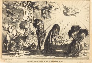 Negyed órával a halála után még élt (egy negyed órával a halála után még élt) alkotó: Honoré Daumier
