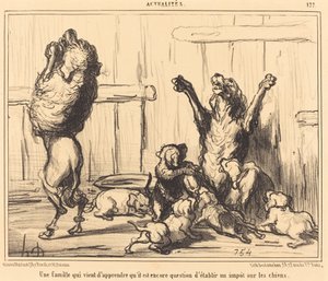 Egy család, aki most tanult... Kutyaadót alkotó: Honoré Daumier