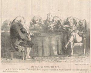 Az ötfős tanács ülése alkotó: Honoré Daumier