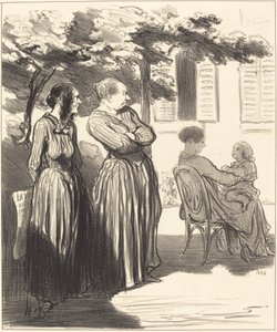 Itt van egy nő, aki az ünnepélyes órában... alkotó: Honoré Daumier